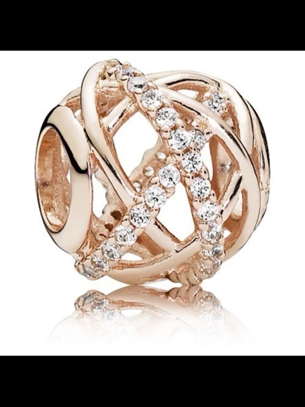 Genuine Pandora Rose 14k Gold Sparkling CZ Pave Galaxy Charm Openwork